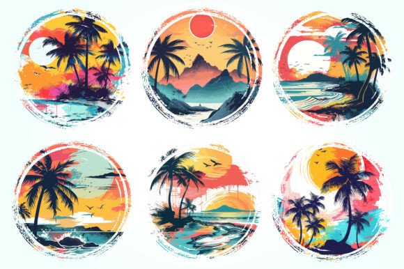 Sunset Painting Vector Graphic for Apparel & Design